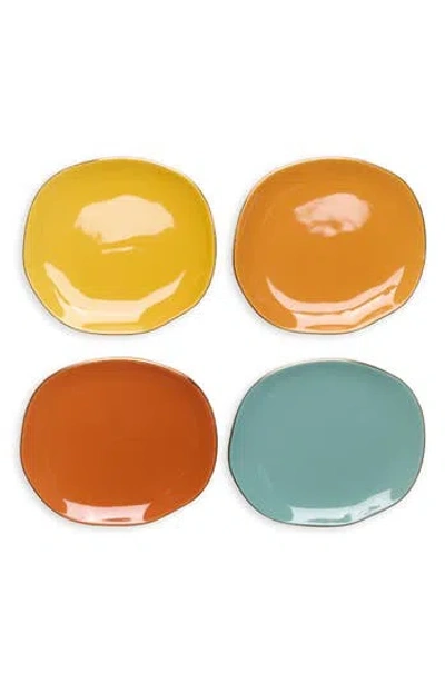 Now Designs Pebble Set Of 4 Dinnerware Plates In Orange Multi