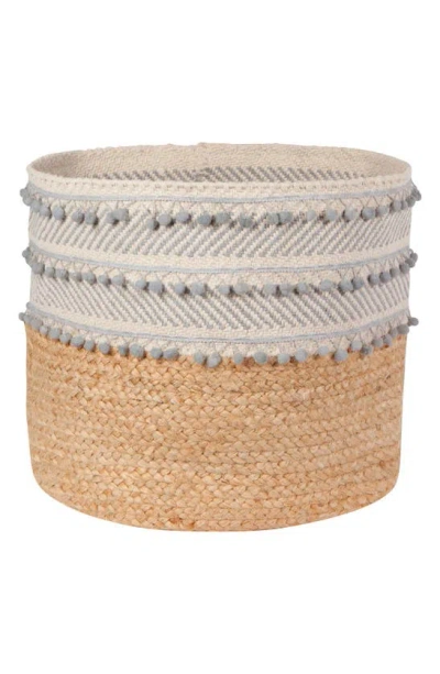 Now Designs Round Stripe Dove Gray Jute Basket In Brown