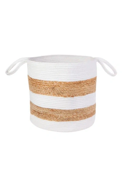 Now Designs Round Stripe Jute Basket In White