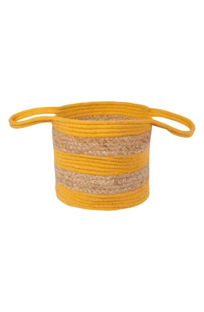 Now Designs Round Stripe Ochre Jute Basket In Yellow
