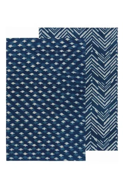 Now Designs Set Of 2 Block Print Tea Towels In Block Print Inlet