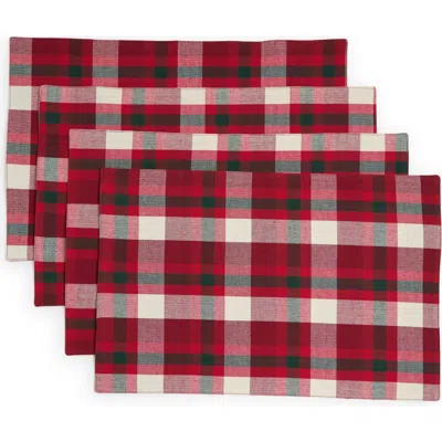 Now Designs Set Of 4 Second Spin Tannenbaum Plaid Recycled Cotton Blend Placemats In Red