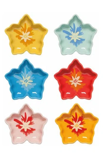 Now Designs Set Of 6 Assorted Tropical Flower Pinch Bowls In Multi