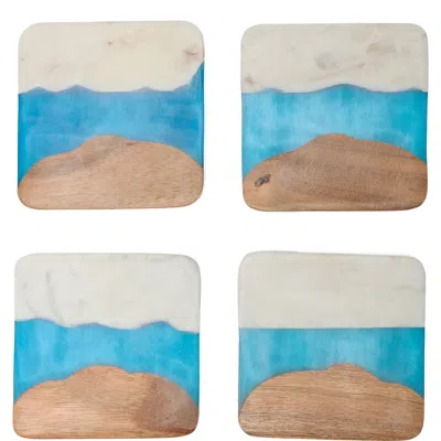 Now Designs Skyline Set Of 4 Coasters In Azure