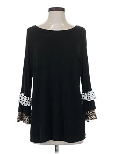 Pre-owned Now N Forever 3/4 Sleeve Top Black Boatneck Tops