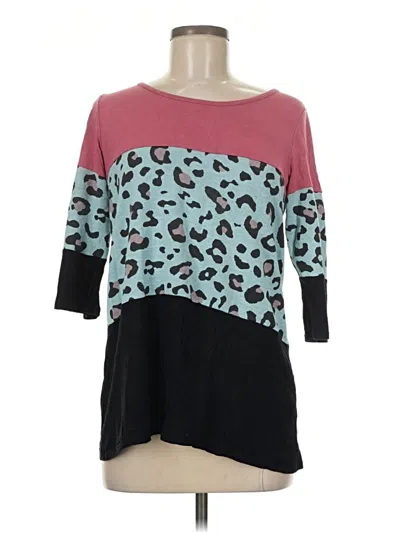 Pre-owned Now N Forever 3/4 Sleeve Top Teal Boatneck Tops In Blue