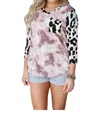 Now N Forever Destiny Tie Dye Animal Top In Mauve In Multi