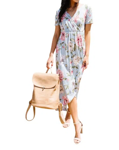 Now N Forever Floral Faux Wrap Maxi Dress In Blue