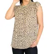 Now N Forever Kristen High Neck Flowy Dotted Blouse In Taupe In Beige