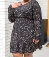 Now N Forever Make Your Happiness Long Sleeve Dress In Black In Black