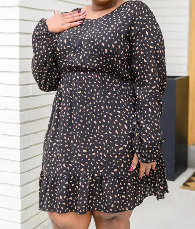 Now N Forever Make Your Happiness Long Sleeve Dress In Black