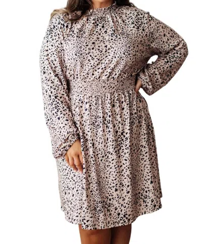 Now N Forever Ophelia Shirred Waist Dress In Animal Print In Multi