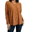 Now N Forever Perfect In Pansies V-neck Top In Brown In Brown