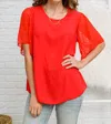 Now N Forever Round Neckline Short Sleeve Blouse In Red