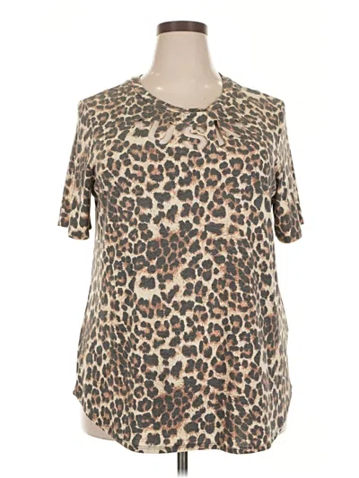 Pre-owned Now N Forever Short Sleeve Blouse In Brown