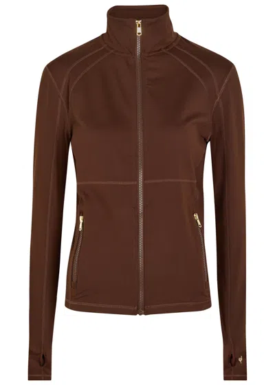 Now You Live Clayton Stretch-jersey Jacket In Brown