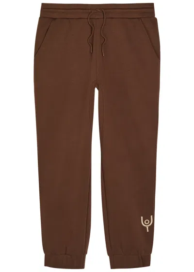 Now You Live Magna Logo-embroidered Cotton-blend Sweatpants In Brown