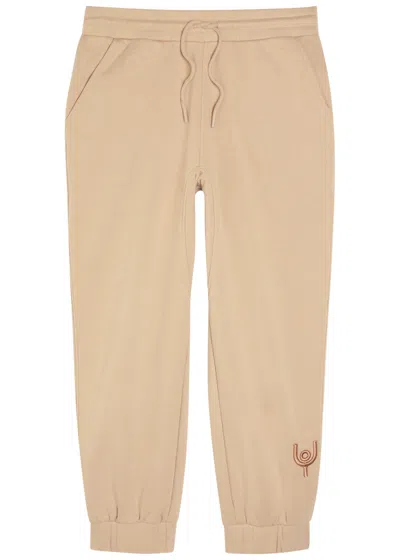 Now You Live Magna Logo-embroidered Cotton-blend Sweatpants In Sand