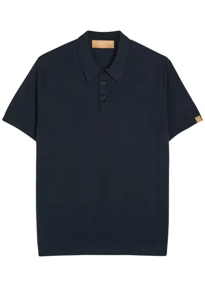 Now You Live Pickwell Fine-knit Cotton Polo Shirt In Blue