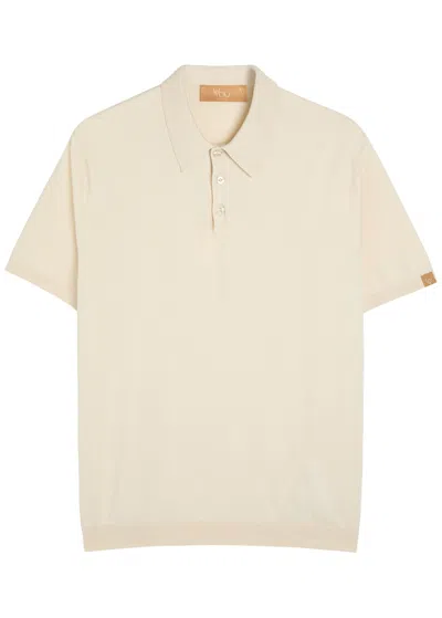 Now You Live Pickwell Fine-knit Cotton Polo Shirt In Sand