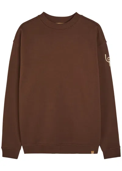 Now You Live Pleatling Logo-embroidered Cotton Sweatshirt In Brown