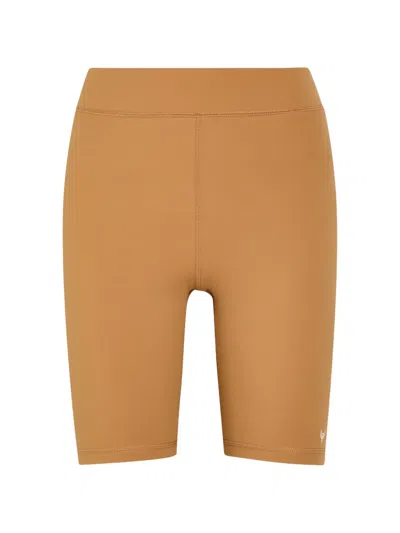 Now You Live Spa High-waisted Logo-print Shorts In Brown