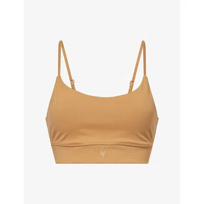 Now You Live Womens Clay Leamington Scoop-neck Sports Bra In Brown