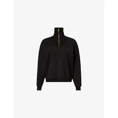 Now You Live Womens Black Rutland High-neck Stretch-woven Sweatshirt Xs