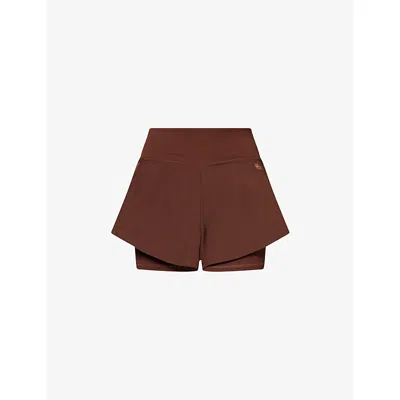 Now You Live Womens Potting Soil Ashby 2-in-1 Stretch-woven Shorts In Brown