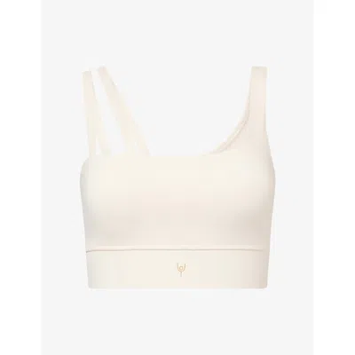 Now You Live Womens Rose Glen Square-neck Sports Bra In Neutral