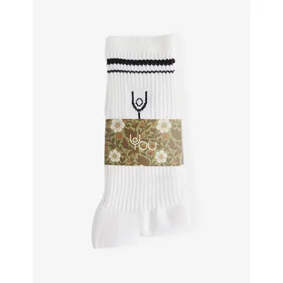 Now You Live Womens White Logo-embroidered Pack-of-three Cotton Socks