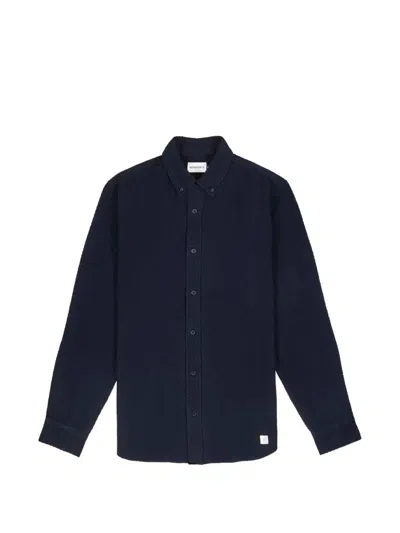 Nowadays Herringbone-pattern Button-down Shirt In 蓝色