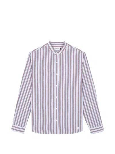 Nowadays Striped Grandad-collar Shirt In White