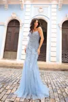 Nox Anabel A1376 Beaded Long Prom Mermaid Gown In Blue