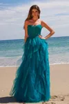 Nox Anabel A1591 Long A Line Glitter Ruffle Formal Prom Dress In Blue
