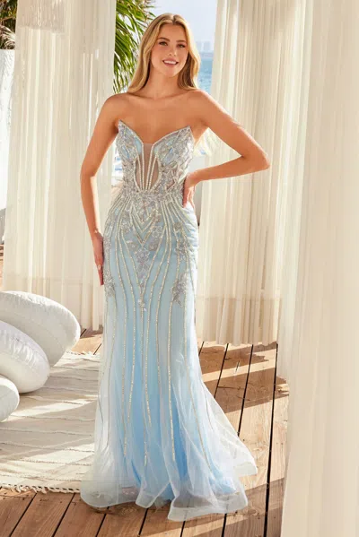 Nox Anabel A1713 Long Formal Beaded Evening Prom Dress In Blue