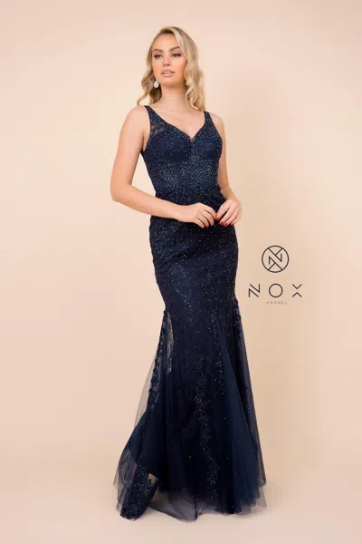 Nox Anabel A398 Long Formal Mermaid Prom Dress In Blue