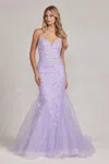 Nox Anabel C1117 Long Spaghetti Strap Prom Trumpet Gown In Multi