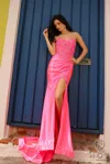 Nox Anabel C1346 Formal Fitted Slit Long Prom Dress In Pink