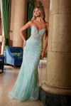 Nox Anabel C1599 Long Formal Beaded Prom Dress In Green