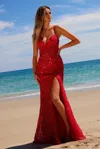 Nox Anabel C1616 Prom Beaded Slit Long Formal Dress In Red