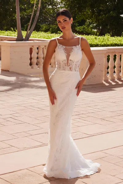 Nox Anabel C1628w Long Beaded Wedding Dress In White