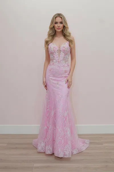 Nox Anabel C1840 Long Mermaid Formal Evening Prom Dress In Pink