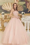 Nox Anabel Cu1192 Long Quinceanera Dress Strapless Ball Gown In Pink