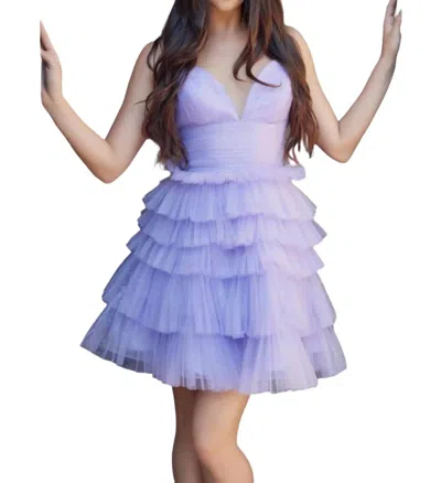 Nox Anabel Deep V-neck Glitter Dress In Lilac In Blue