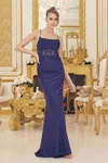 Nox Anabel E1186 Prom Sexy Fitted Long Gown In Blue