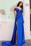 Nox Anabel E1451 Fitted Overskirt Long Prom Dress In Blue