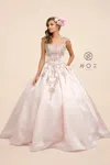 Nox Anabel Embroidered Ball Gown Long Prom Dress In Pink