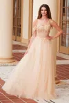 Nox Anabel F1567 Long A Line Formal Prom Dress In Gold