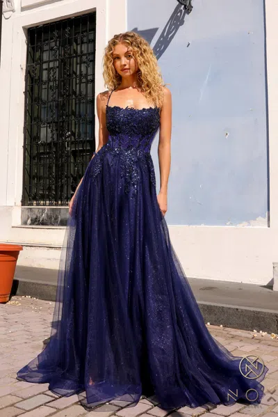 Nox Anabel G1405 Sequin Prom Glitter Formal Long Dress In Blue